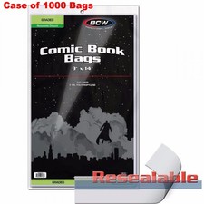 Case of 1000 BCW 9x14 Graded Comic Book Slab 2 Mil Clear Acid Free Poly Bags
