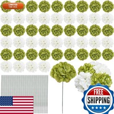 Nagobi Green White Hydrangea Artificial Silk Flowers 104 PCS