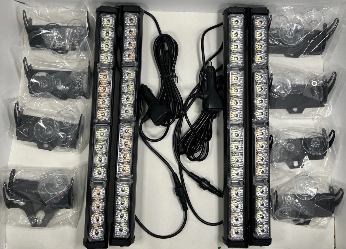 Barre Lumineuse LED D'urgence Woanger | 4 Barres 16,8 Pouces | 26 Modes Clignotants Ambre/blanc | Étanche IP65 | Pour Intérieur