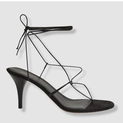 $590 Neous Women's Black Giena Strappy Leather Ankle-Tie Sandal Shoes Size 37