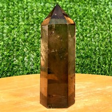 200G Natural Smokey Obelisk Crystal Wand Point Energy Healing Reiki