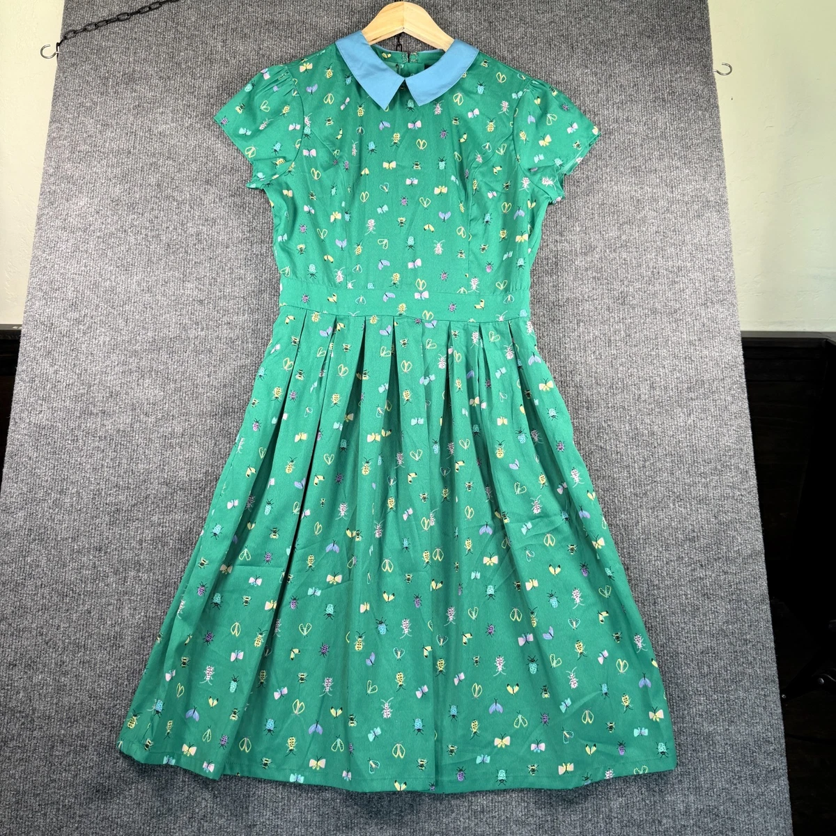 white christmas dresses Elena V-Neck Lapel Plaid Dress, Green / Xs