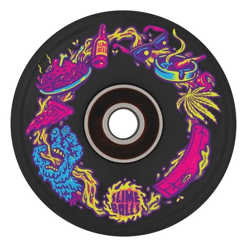 Santa Cruz SLIME BALLS NEON VOMITS LIGHT UPS Skateboard Wheels 60mm 78a BLACK