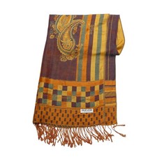 Pashmina Scarf Womens One Size Multicolor Paisley Geometric Fringe Shawl Wrap