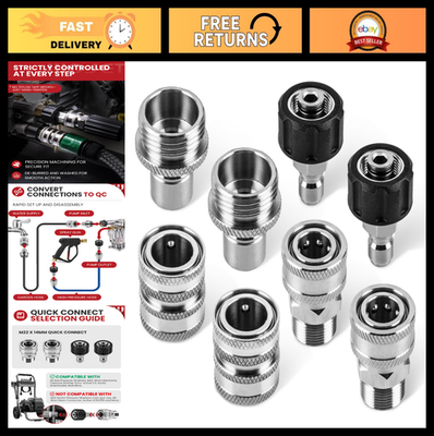 #ad #ad Pressure Washer Quick Connect Kit M22 14mm Fittings Garden Hose Adapter Set $35.99
