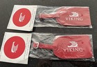 TWO Viking Cruise Luggage Tags Red Leather Authentic NEW w/TWO Viking Stickers! — photo 2