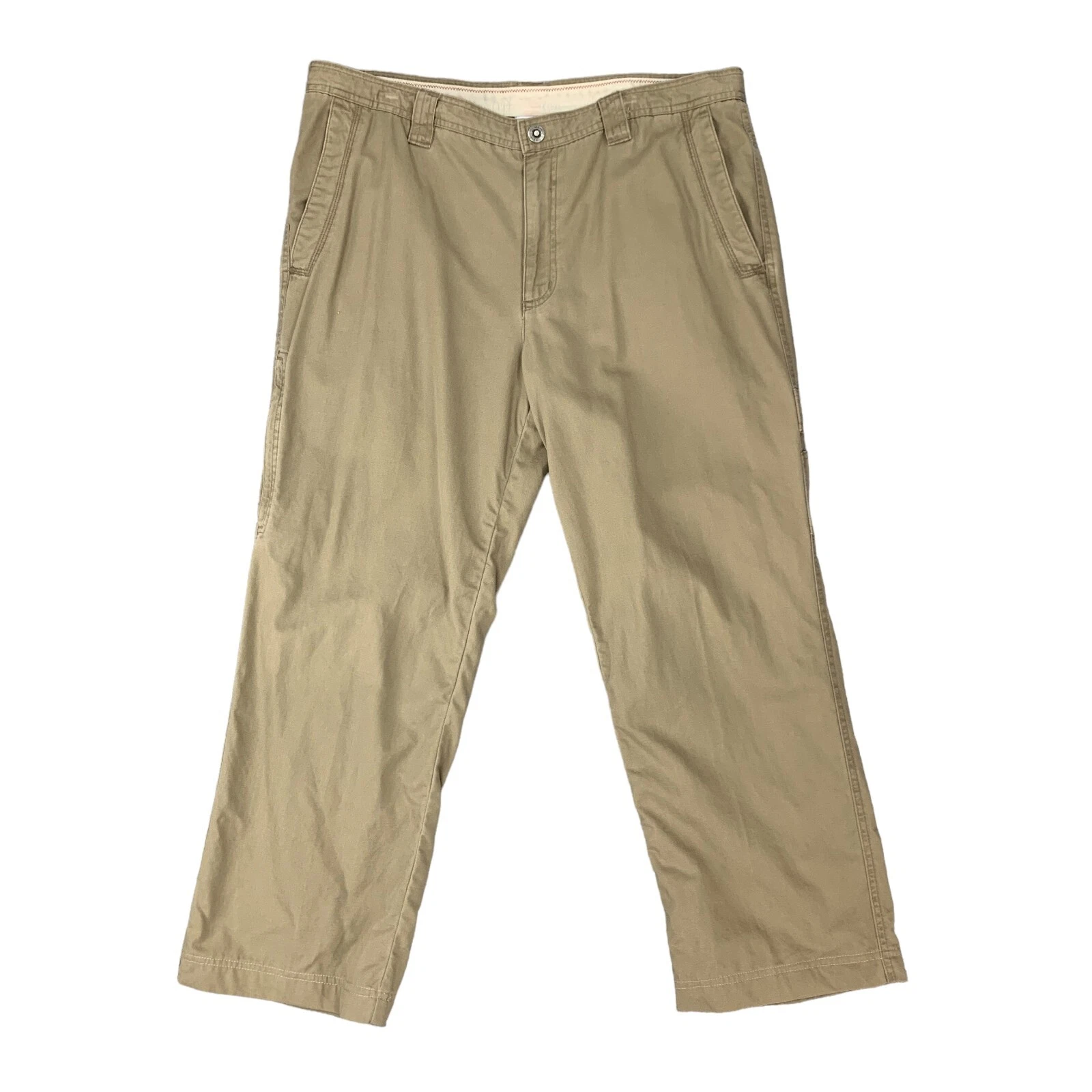 Columbia Pant Mens 38 Beige Cotton Straight Outdoor Flat Front Pockets Chino