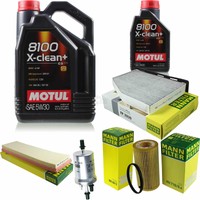 MANN-FILTER Inspektionspaket 6L Motul 5W-30 8100 X-Clean+ FüR Vw Jetta Iv 2.5
