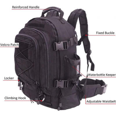 60L Military Tactical Backpack, Molle Assault Rucksack for Outdoor Travel, Hikin