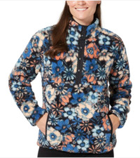 NWT Hurley Ladies' Snap Plush Pullover, Color Blue, Size XL