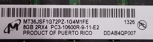 MT36JSF1G72PZ-1G4M1FE Micron 8GB PC3-10600 DDR3-1333MHz ECC Reg - Picture 2 of 4
