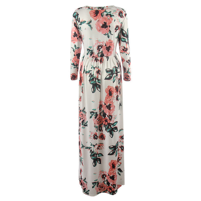 ★BOHEMSEO★ PRINTED LONG SLEEVE Women Floral Print Long Sleeve Boho Dress Ladies Evening