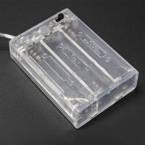 3 x AA Battery Holder Box Case Transparent Clear Enclosed With On/Off Switch LED - Picture 2 of 4