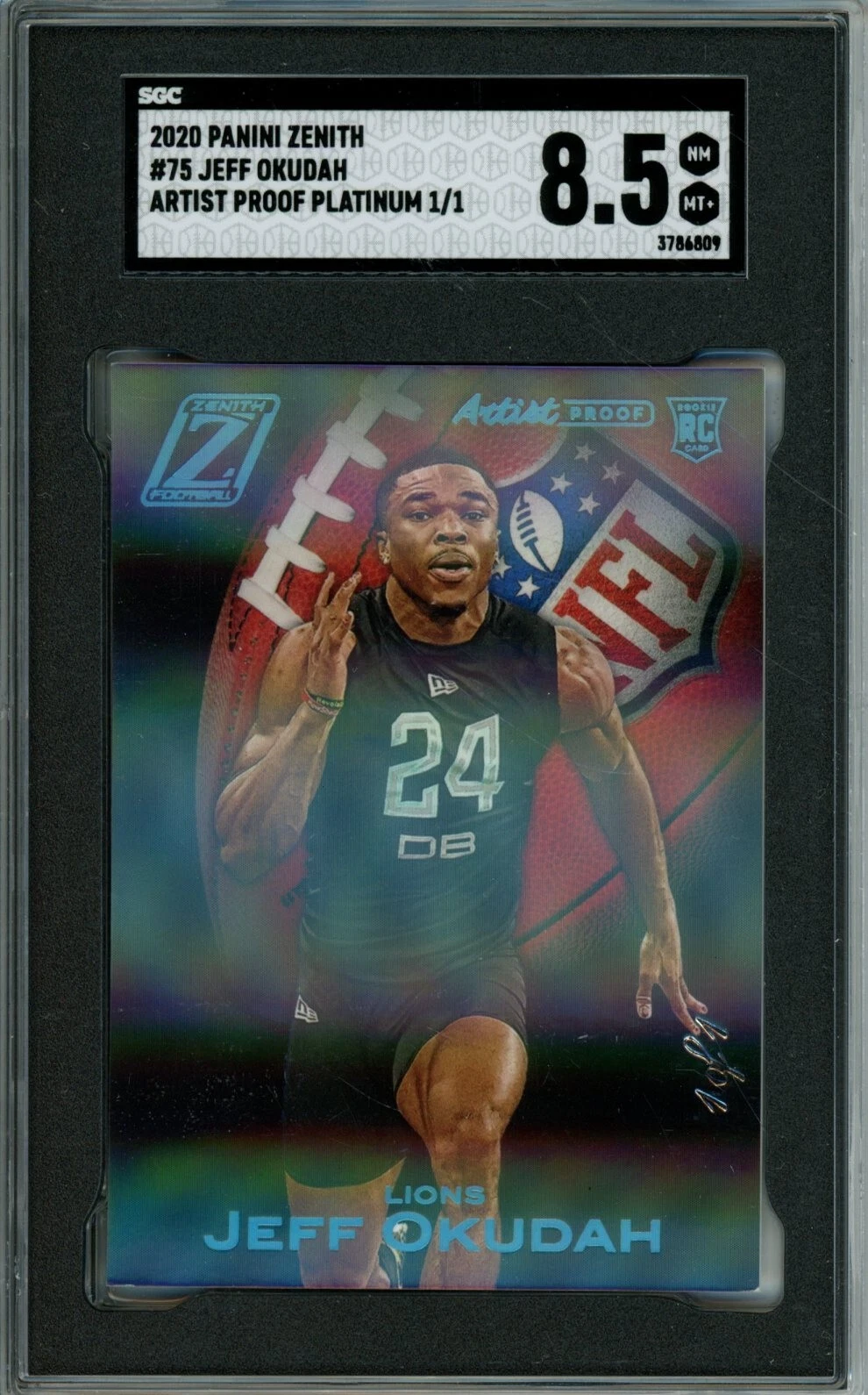 Jeff Okudah Panini Zenith #75 Platinum Artist Proof 1/1