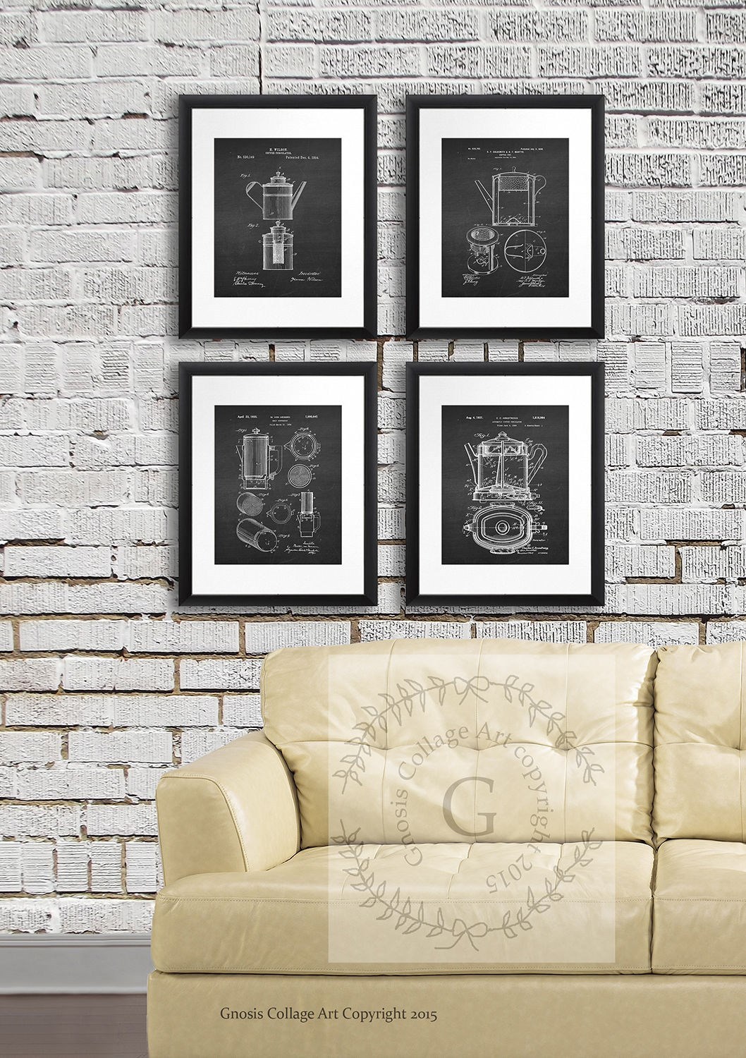 Kitchen Wall Decor Coffee Pot Percolator Patents set of 4 Art Prints ...
