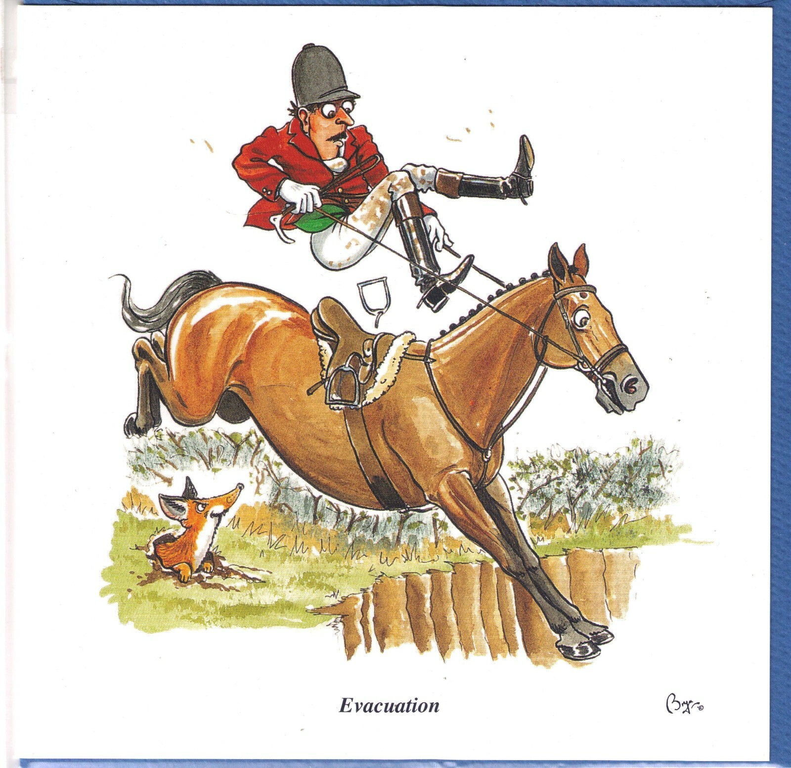 Bryn Parry ""Evacuation"" Horse riding hunting - blank Greeting Card & envelope