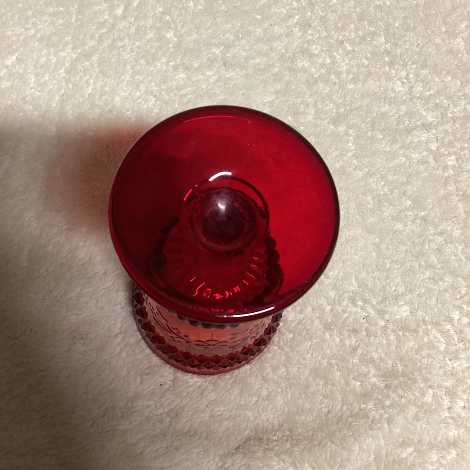 1 Vintage LG Wright Wildflower Ruby Red Water Wine Glass Goblet 6" Tall