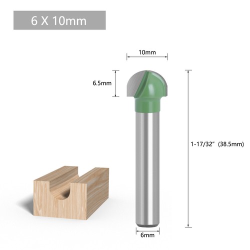 Set 5 pezzi punte router scatola nucleo naso tondo gambo 6 mm, 8 mm, 10 mm, 12 mm, 18 mm - Foto 6 di 8