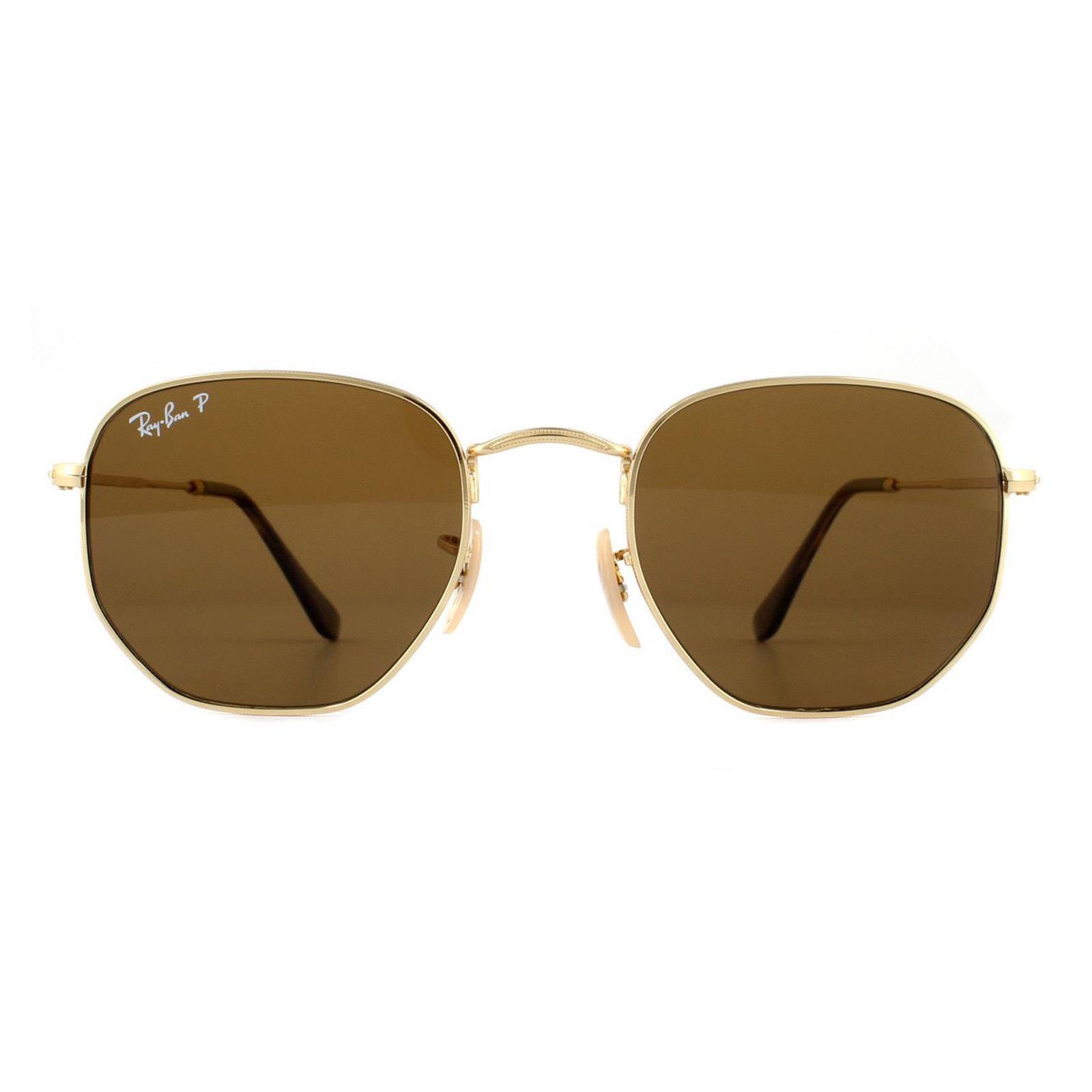 Ray-Ban Sonnenbrille Hexagonal 3548N 001/57 Gold Braun Polarisiert 51mm