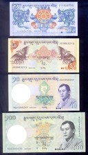 Bhutan 1, 5, 10, 100 Ngultrum 2006 P27a,28a,29a,32a UNC