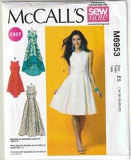 FF McCalls 6953 Sleeveless Invert Pleat Flared Dresses Sewing Pattern Sz 14 - 22