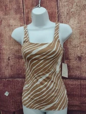 A New Day Women's Tank Top, Beige/Zebra Print, Size XS