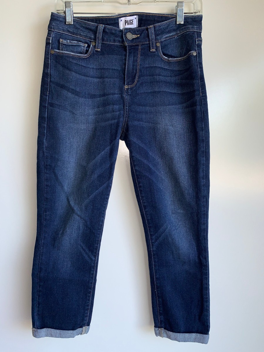 PAIGE Kylie Crop Cleveland Distressed Wash With Roll Up Stretchy Jeans Size  29