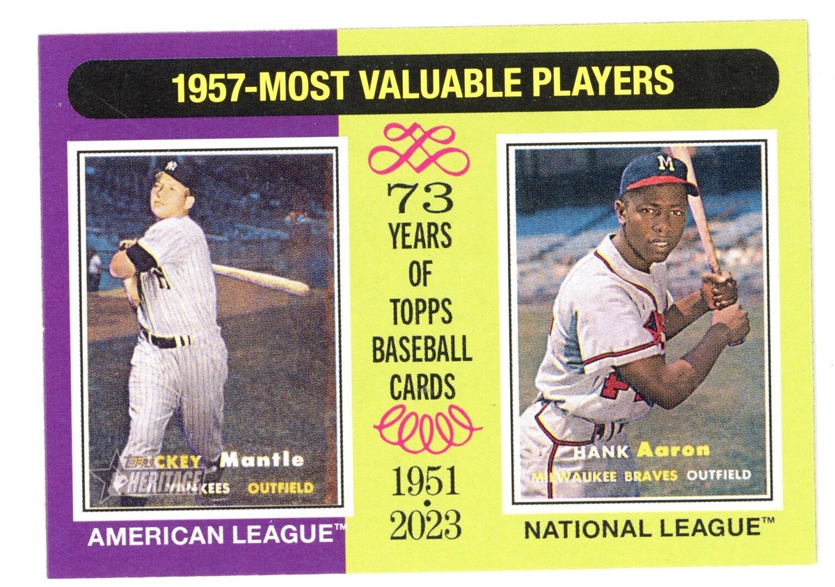 2024 TOPPS HERITAGE 1957 MOST VALUABLE PLAYERS MICKEY MANTLE HANK