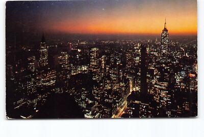 Twinkling Lights Midtown Manhattan New York City NY Chrome Postcard Vtg Unposted