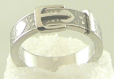 Belt Buckle Ring Stainless Steel Heart Daisy Silver Size 5 -10  USA Seller