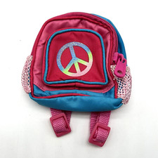 Build A Bear Backpack Pink Teal Rainbow Peace School Bag Zipper Accessory Toy