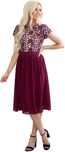 Jen Olivia Lace Chiffon Modest Dress 