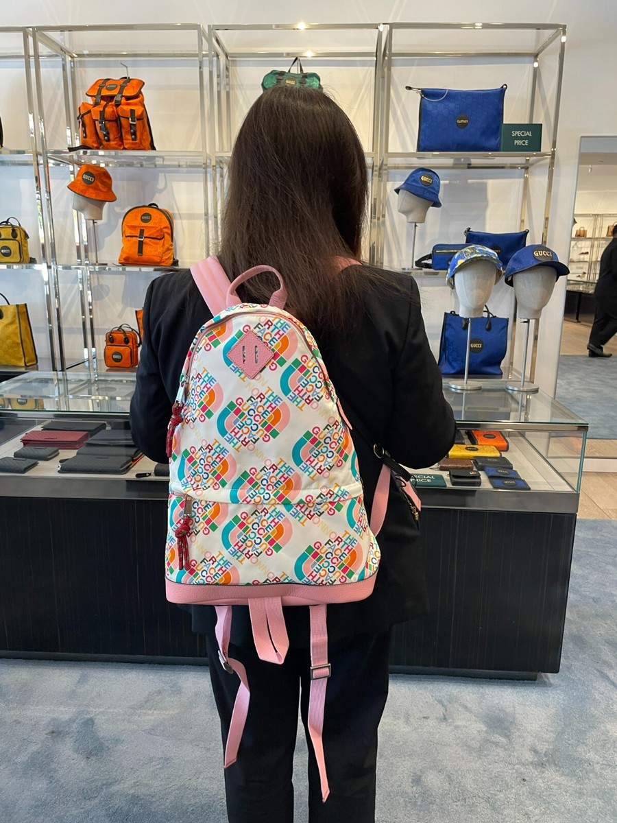 NWT GUCCI The North Face Medium Nylon Leather Backpack White 
