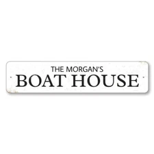 Family Boat House Sign, Personalized Family Name Sign, Custom Metal Wall Decor