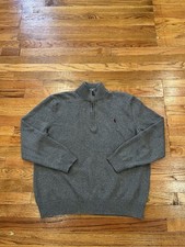 Vintage Polo Ralph Lauren 1/4 Zip Knit Sweater Men XL Gray Heavy