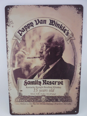 Pappy Van Winkle Family Reserve Bourbon Tin Sign Whiskey Bar Wall Decor
