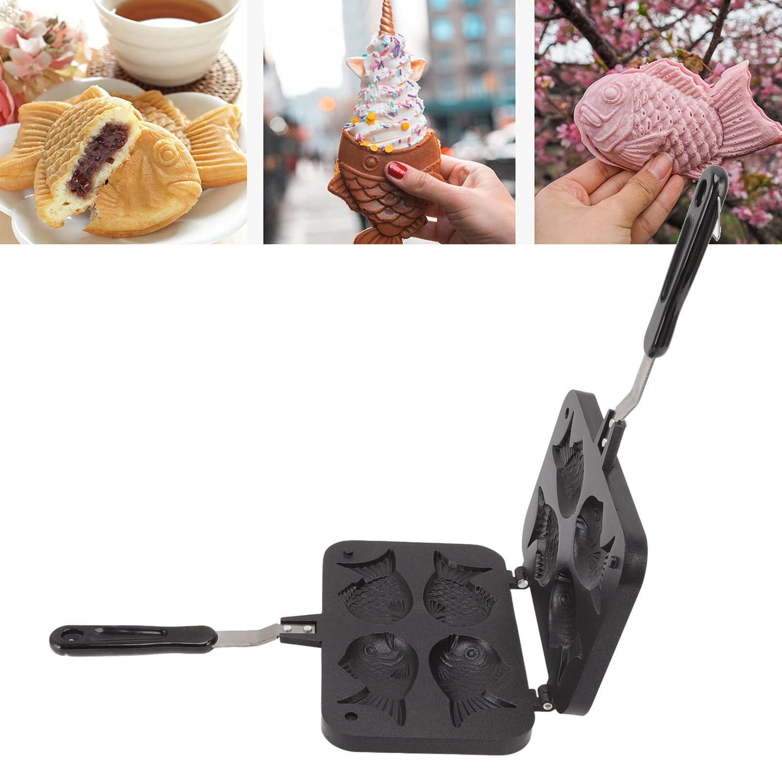 Taiyaki Fish Shape Cake Maker Non Stick Taiyaki Double Baking Pan Waffle