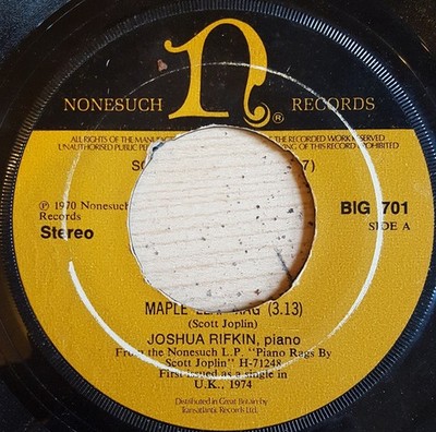 Joshua Rifkin - Maple Leaf Rag (7'', Single, Pus)