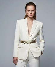 Vtg HARWILL N.Y.C. Metal Gold Etched Half Crescent Floral Stretch Belt NWT OS