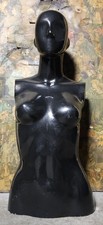 Vintage Black Glossy Mannequin Bust