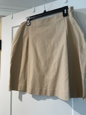 Ralph Lauren Womens Beige Colored Skirt Size 14 Front Pleated 20  Waist-Bottom