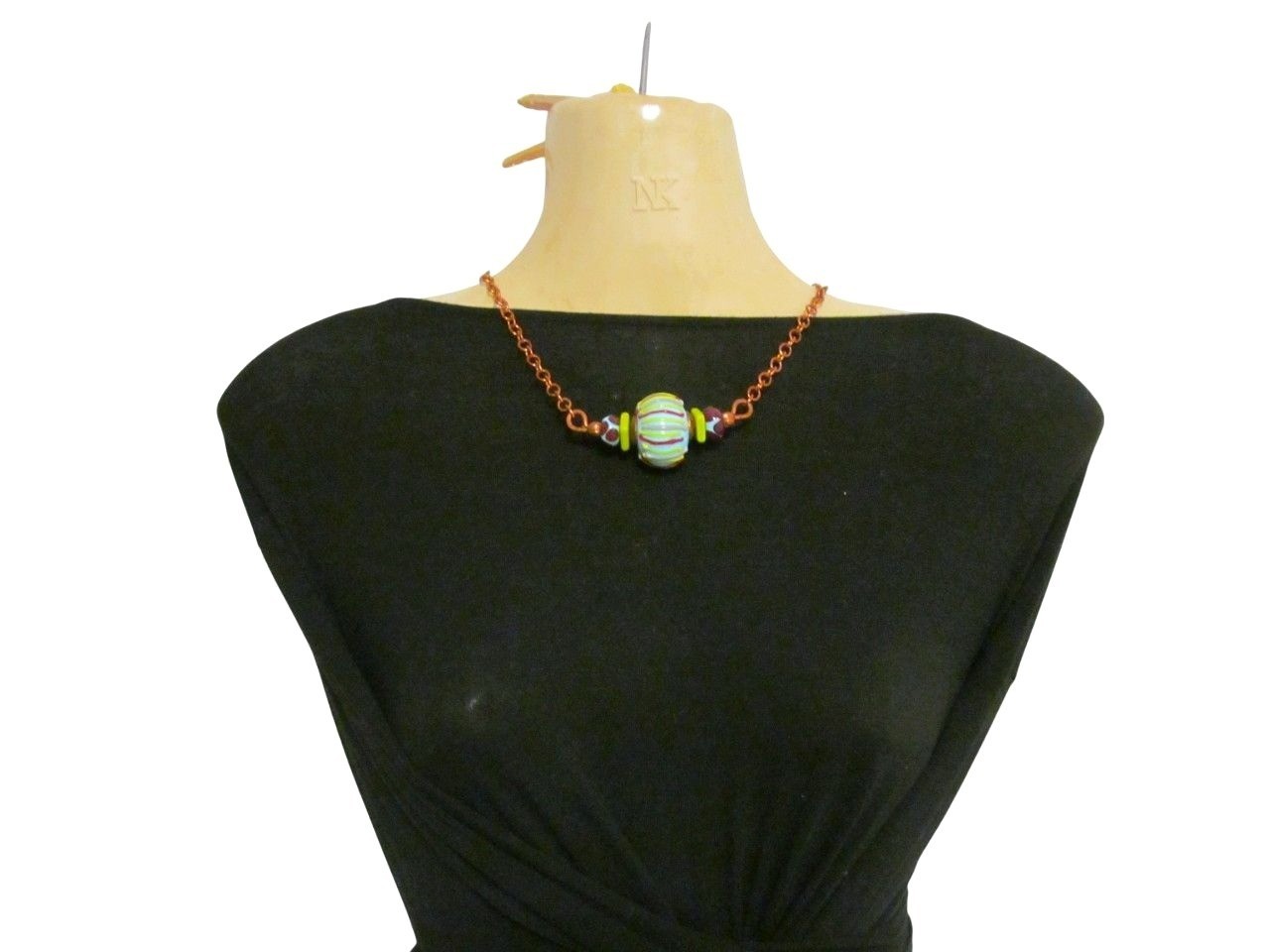 Handcrafted Large Lampwork Glass Statement Neckla… - image 11