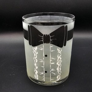 Vintage Culver Tuxedo Rocks Glass Mid Century Black Tie Cocktail Barware