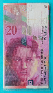 20 Franken Banknote Schweiz 05S0724184 (Sammlerstück)