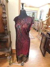 BABEYOND FLAPPER RED W/BLACK SEQUINS 1920 DRESS SXL