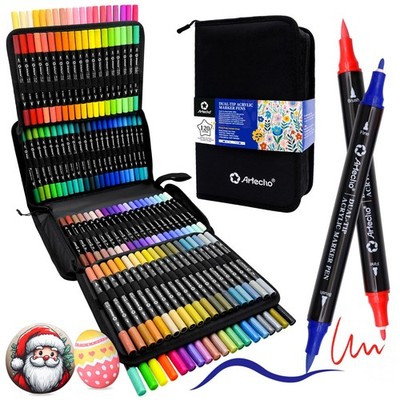 Acrylstifte Stoffbeutel Dual Tip Marker Rock Painting Glas Papier 120 Farben