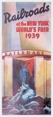 1939 NY Worlds Fair Railroad Exhibit Brochure Map Art Deco Train History