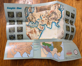 oval seal Genghis Khan rpg complete in box nintendo nes poster map factory MINT