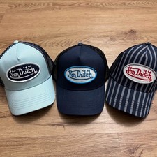 3 New Von Dutch Hat Cap Snap Mesh Trucker Patch One Size Mint Green Blue Stripe