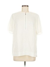 Lafayette 148 New York Women Ivory Short Sleeve Turtleneck M